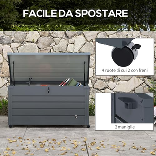 Baule da Giardino da 311L con Serratura, 2 Manigli