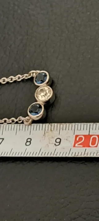 Collana Argento 925 Zirconi Blu 38cm