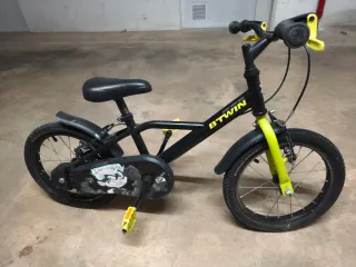 Bicicleta Infantil Btwin 16 Negra y Amarilla