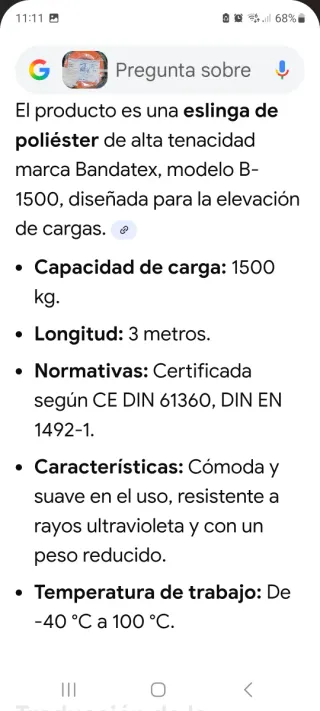 2 Eslinga de poliéster B-1500