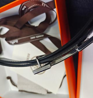 Cinturón Hermès H Hebilla Plata Negro