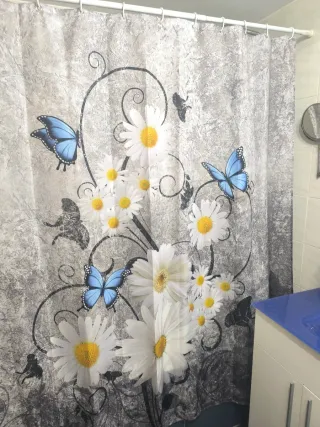 Tenda da bagno con barra estensibile senza fori