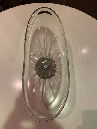 Frutero Murano Tallado Vintage Cristal y Metal