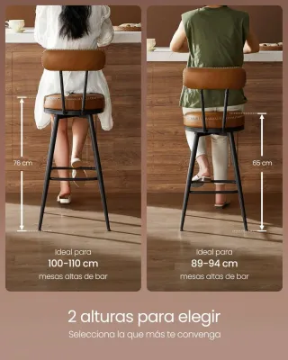 Set 2 Taburetes Bar Giratorios VASAGLE  LBC089K01