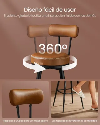 Set 2 Taburetes Bar Giratorios VASAGLE  LBC089K01