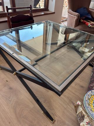 Mesa de centro cristal y metal