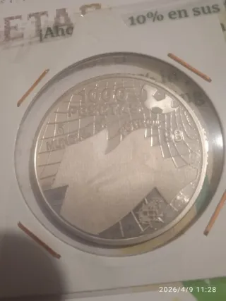 Moneda 1000 Pesetas Mundial Fútbol 98 Plata