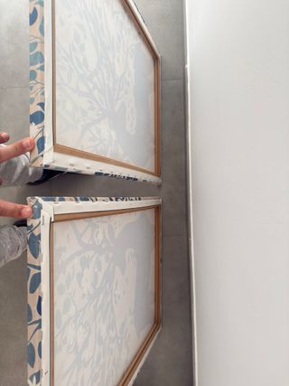 Set 2 Quadri Cervi Albero Blu Beige