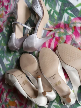 Sandalias Melanie Talla 40 Boda Plata/Blanco