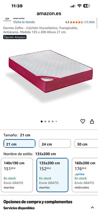 Somier con patas y colchón 90 por 200