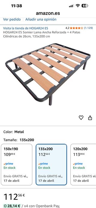 Somier con patas y colchón 90 por 200
