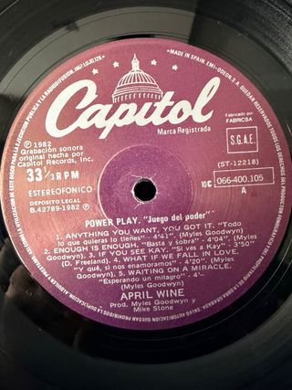 April Wine - Power Play Vinilo 1982