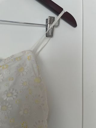 Top Zara Flores Blanco/Amarillo Talla XS