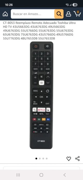 Mando smart tv Toshiba