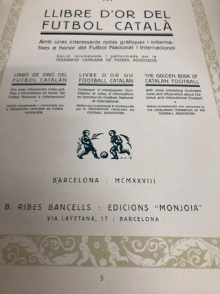 LLIBRE D’OR DEL FÚTBOL CATALÀ 1928