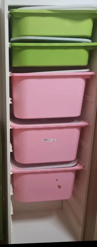 Mueble Almacenaje Ikea Plástic.2cajas rosas/2verde