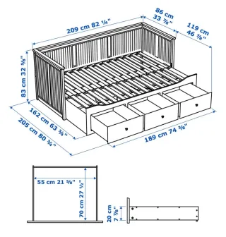 Cama nido Ikea Hemnes + 2 colchones 90x200