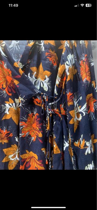 Vestido Mango floral azul y naranja Talla S