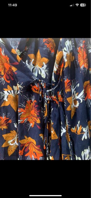 Vestido Mango floral azul y naranja Talla S