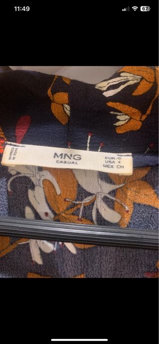 Vestido Mango floral azul y naranja Talla S