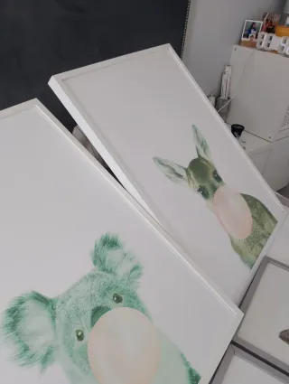 Set 4 Cuadros Animales Decoración.