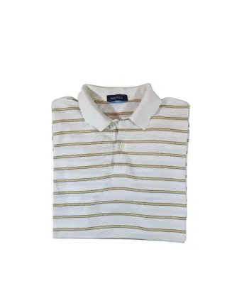 Polo Nautica a righe bianco e beige taglia M