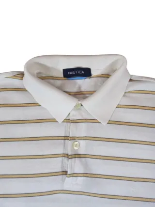 Polo Nautica a righe bianco e beige taglia M