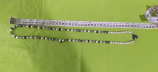 Collar largo perlas y corazón hematíes.