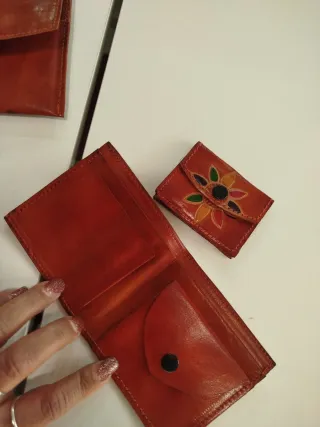 Set portafogli in pelle con fiore