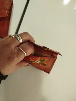 Set portafogli in pelle con fiore