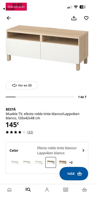 Mueble TV Comedor Beige y Marrón Besta Ikea
