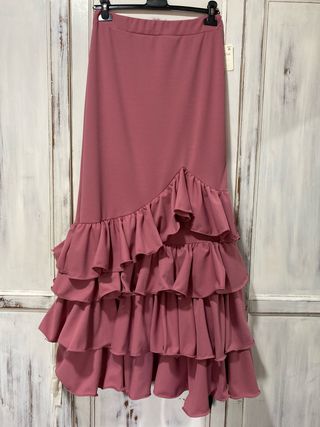 Falda flamenca volantes rosa