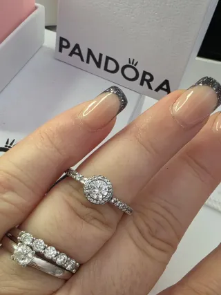 Anillo Pandora Plata Promesa Pavé