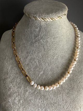 Collar y pulsera perlas naturales ajustable