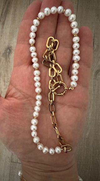 Collar y pulsera perlas naturales ajustable