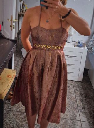 Vestido dorado Easy wear (El Corte Inglés)