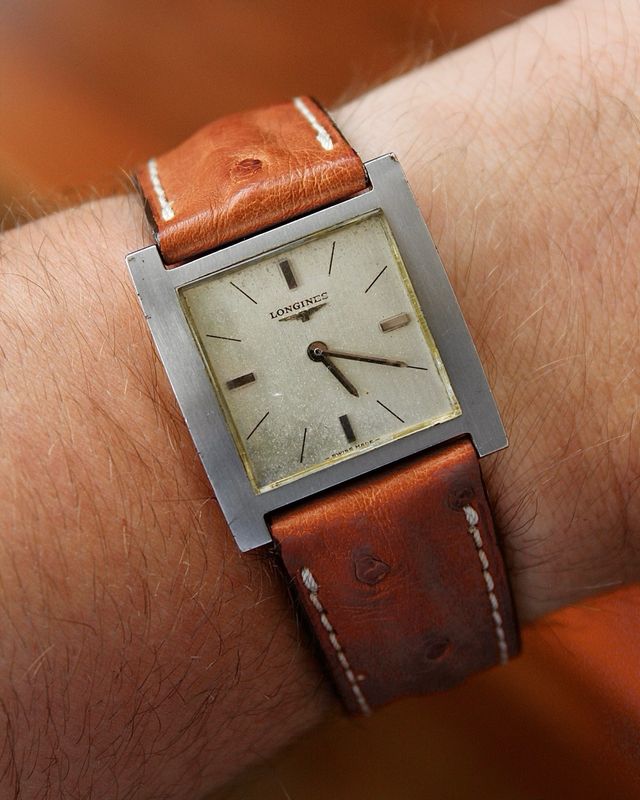 Reloj Longines 1960 Cuadrado Piel Marrón
