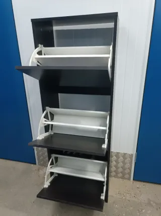 Zapatero Ikea Negro/Marrón Madera