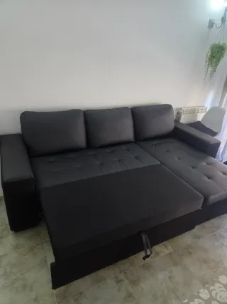 Sofá Seccional Piel Sintética Negro Solo por hoy
