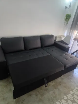 Sofá Seccional Piel Sintética Negro Solo por hoy