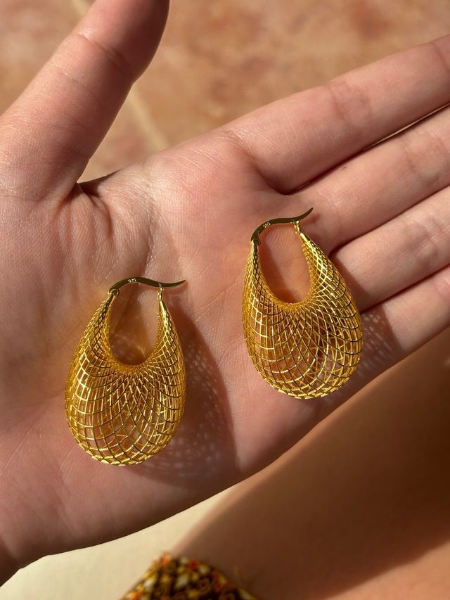 Pendientes de plata de ley 925 chapados en oro18k