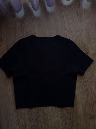 Camiseta Zara Manga Corta Negra Talla S