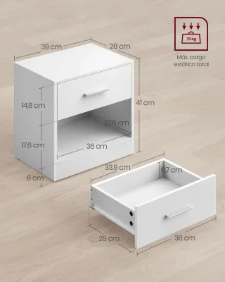 Mesita de Noche, Mesa Auxiliar VASAGLE LET619T14