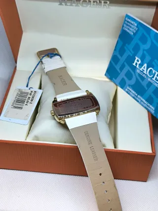 Reloj Racer Mujer Blanco y Dorado