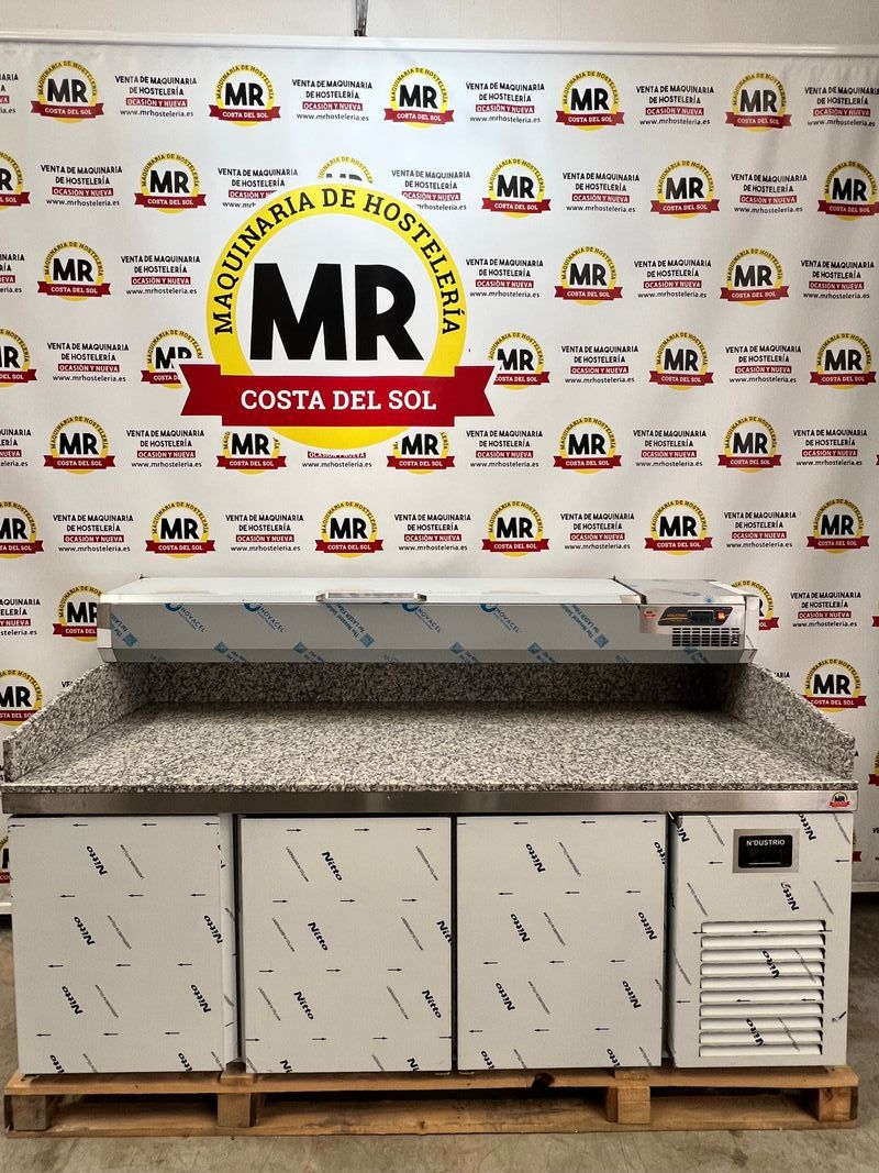 Mesa pizzera 2m con expositor ingredientes