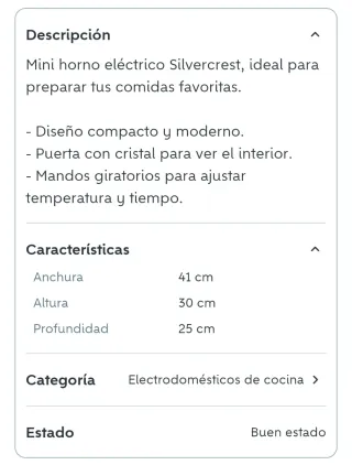 Mini horno eléctrico negro