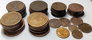 Lote 67 monedas cobre antiguas España