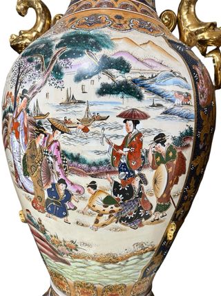 Gran Jarrón Chino Porcelana Firmado