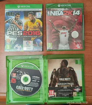 Lote 3 Juegos Xbox One: PES 2016, NBA 2K14, CoD