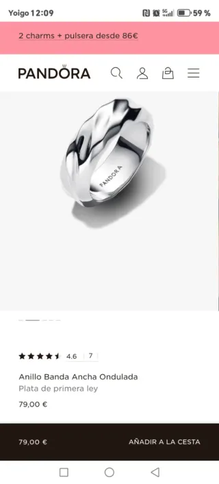 Anillo Pandora Banda Ancha Plata